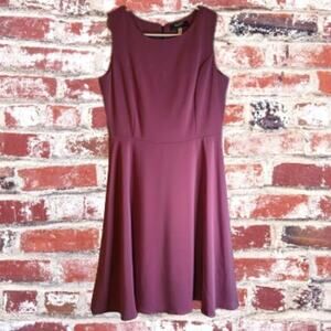Zeagoo  small sleeveless fit & flare burgundy lined chiffon overlay dress fall